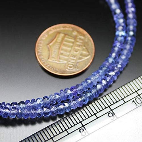Blue Tanzanite Micro Faceted Rondelle Gemstone Loose Craft Beads Strand 14 Inch Long 3mm Code-HIGH-27207