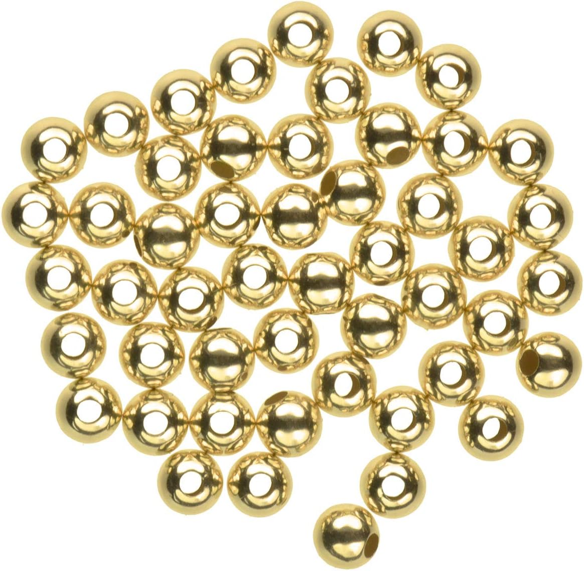 uGems 2.5mm 14K Genuine Solid Gold Beads - Smooth Round, Tiny Spacer Beads with .040