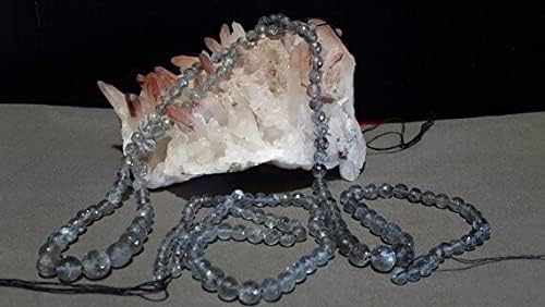 Natural Moss Aquamarine Graduating Micro Faceted Round Beads, 15 in. Full Strand, Beryl, Moss Blue Aquamarine Gemstone,