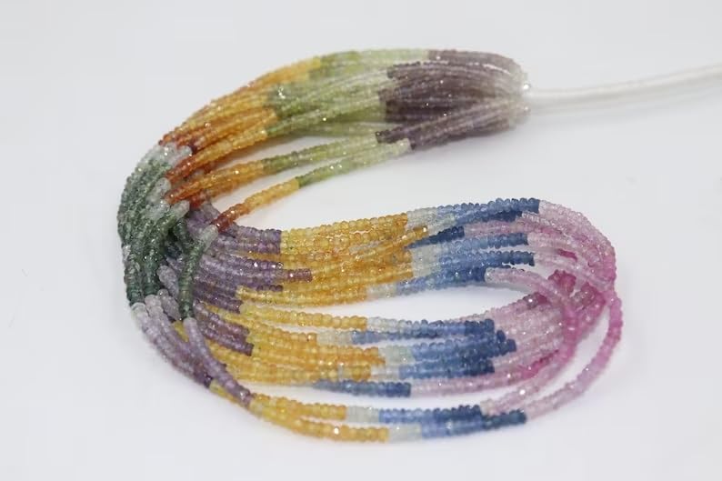 AAA+ Multi Sapphire Faceted Rondelle Beads 3.5MM Multi Rainboew Sapphire Beads for Jewelry Making