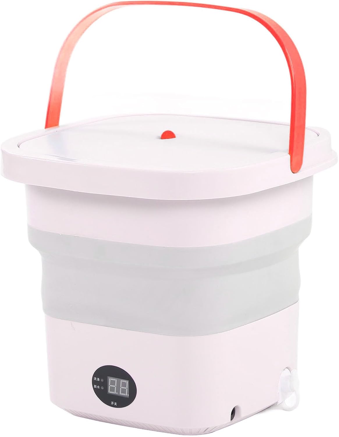 Portable Washing Machine, 6L Foldable Automatic Washing Machine, with LCD Panel Display, Built in Spin Dryer for Baby Clothes, Underwear Or Small Items, Apartment, Laundry Room, Camping(Pink)