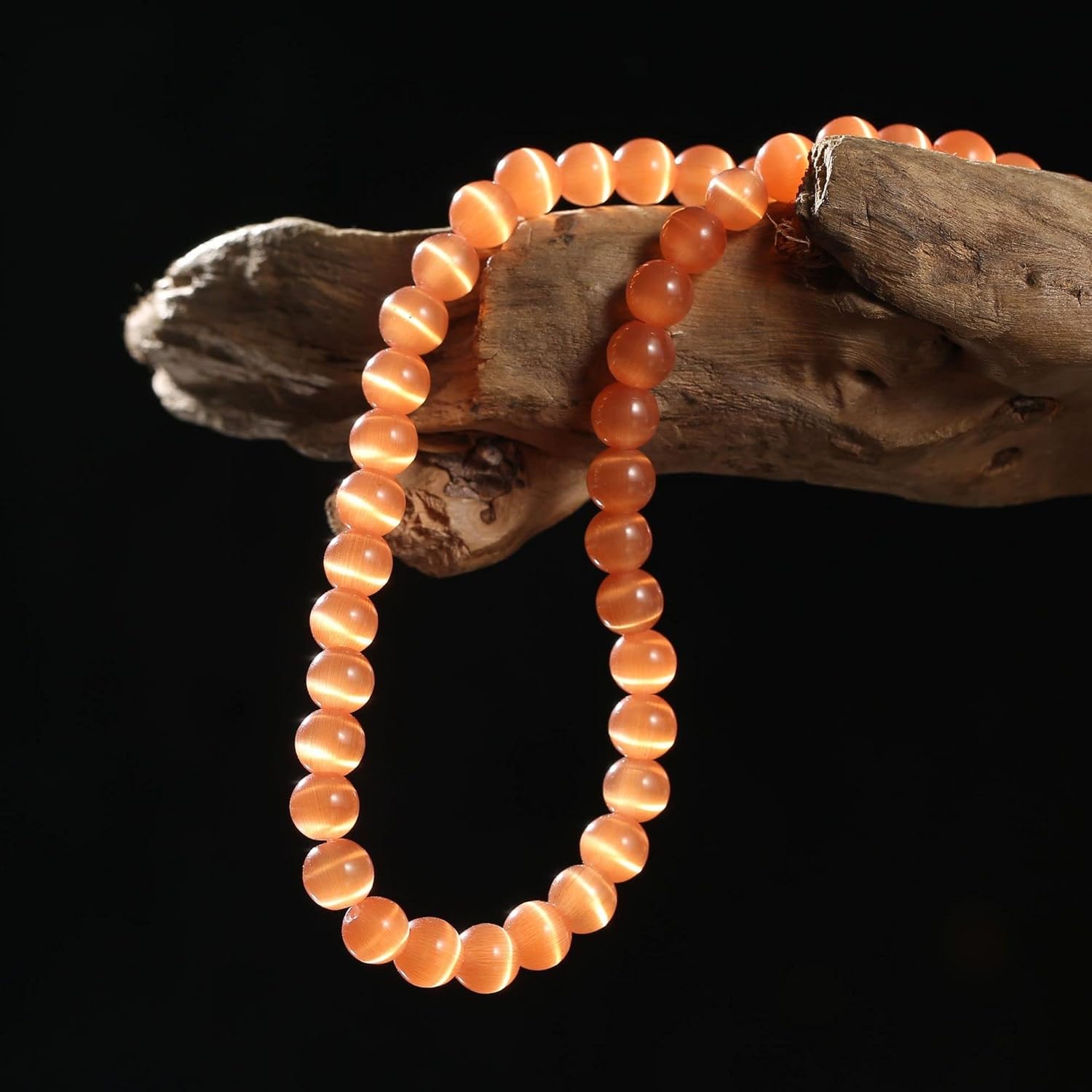 DIY Jewelry Necklace Crystal Accessories Cat's Eye Stone Scattered Beads Gradual Glass Beads semi-Finished(Black,10mm) (Black 10mm)