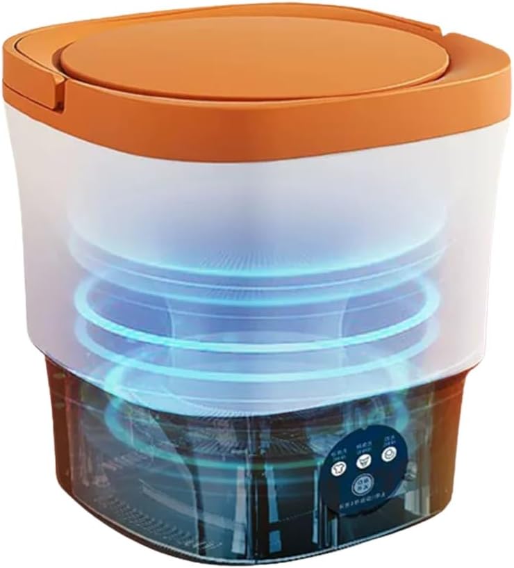 BRAGUE Portable Washing Machine, 9L Large Capacity Automatic Underwear Washing Machine for Apartment, Laundry, Camping, RV, Travel (Color : Orange, Size : 9L)