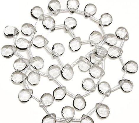 crystal quartz faceted briolettes, a grade. approx. 8x10mm 6 beads