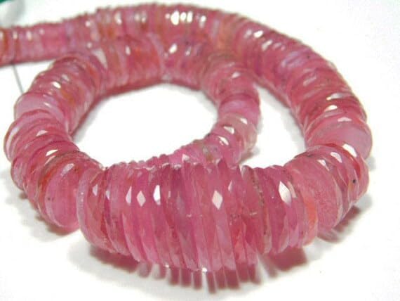 BEADS GEMSTONE 220 carat-AAA-Ruby Micro Cut Flat Big Tyre Shape Rondelles -7.50 Inch Long Strand-Stones measure- 6-14mm Code-HIGH-5956