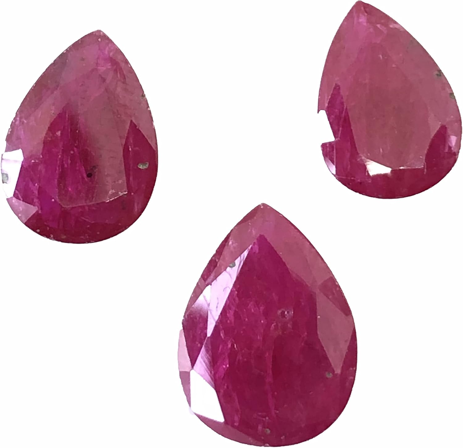 12.44 Ct Natural Ruby Pear Layout, Size 12 To 14 mm Long, Fine Quality Ruby Loose Gemstone 3 Pieces For Making Ruby Necklace, Ruby Jewelry