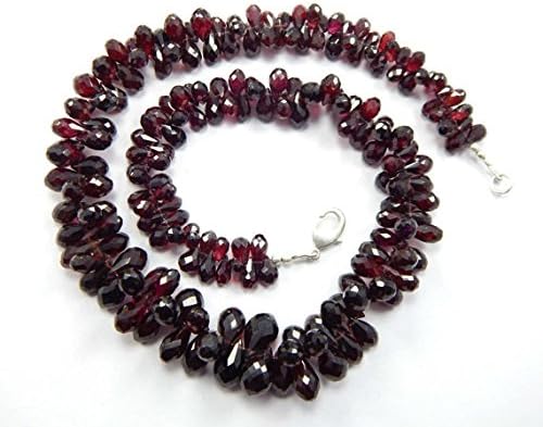 Garnet Briolettes, Faceted Tear Drops Beads Necklace, 5x8To8x13 mm, Red Garnet, 18 Inches