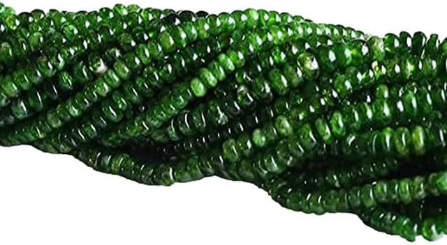 Natural Dark Green Chrome Diopside Alalite Rondelle Wheel Loose Beads 15.5