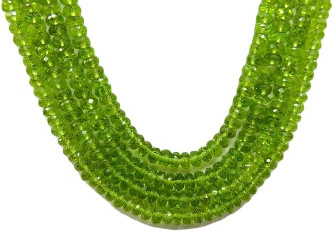 13 inch Strand of Natural gem Peridot, 5-6.5mm rondelle Faceted Beads for DIY Jewelry Making. | Beads_06112