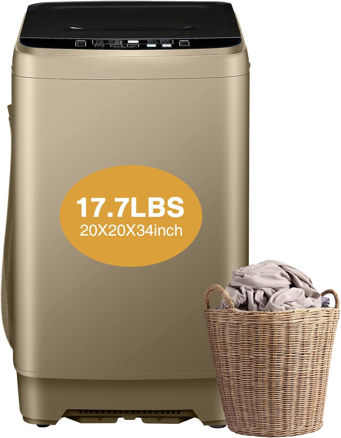 Full Automatic Washing Machine, AYCLIF 17.7 lbs Apartment Washing Machine with Drain Pump,10 Wash Programs 8 Water Levels,for Dorm Apartment RV Full-Automatic Washing Machines, 21