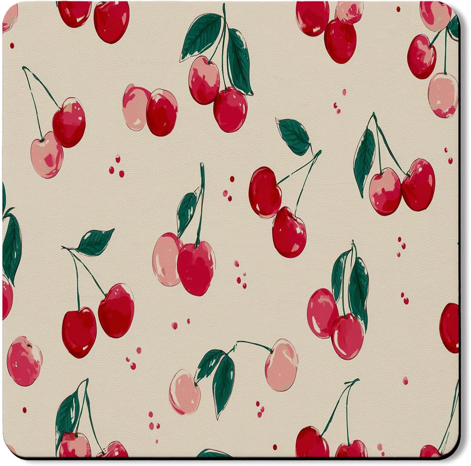 Cherries Washer Dryer Top Protector Mat, Vintage Cherries Blossom Laundry Machine Covers, Summer Waterproof Rubber Anti-slip Mats for Laundry Room 24x24 Inch
