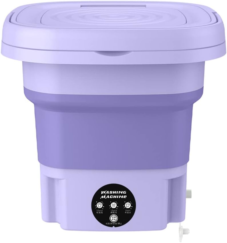Portable Washing Machine, Foldable Mini Small Washer for Baby Clothes, Underwear or Small Items, Suitable for Apartment, Laundry, Camping, RV (Purple)