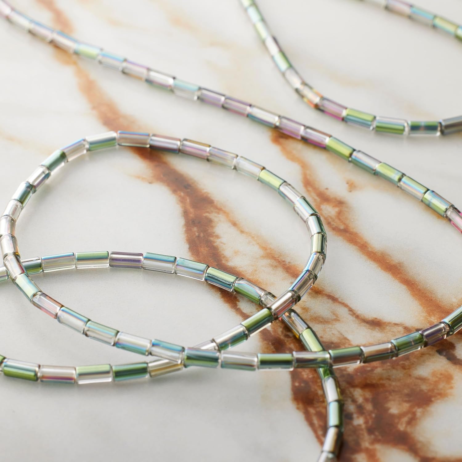 Bead Landing Clear Green Glass Tube Beads – 4mm x 2mm Glass Spacer Beads for Bracelets, Necklaces & DIY Jewelry Projects, 7