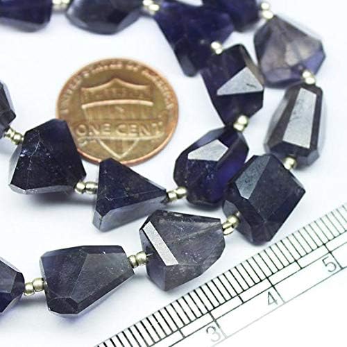Water Sapphire Blue Iolite Faceted Tumble Nugget Gemstone Craft Beads Strand 15 Inch Long 9mm 13mm Code-HIGH-27126
