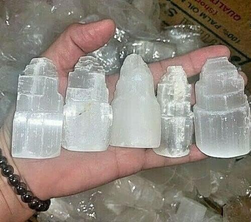 ZnranyiiXY Bulk Selenite Lot of 20 Pieces - Rough Towers with Imperfections See Pictures