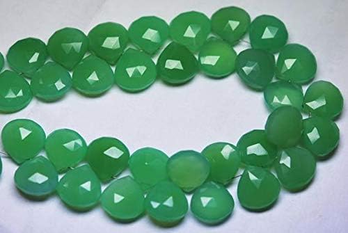 6 Inch Strand,Chrysoprase Green Chalceny Faceted Heart Shape Briolettes,14mm Size Code-HIGH-57181