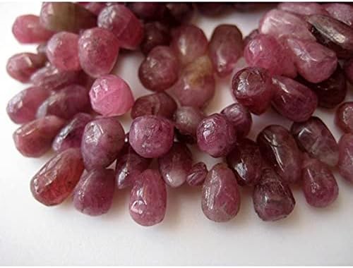 Pink Tourmaline, Briolette Beads, Tear Drop Bead, Raw Pink Tourmaline, 10x12mm to 12x15mm Beads, 8 Inch Strand