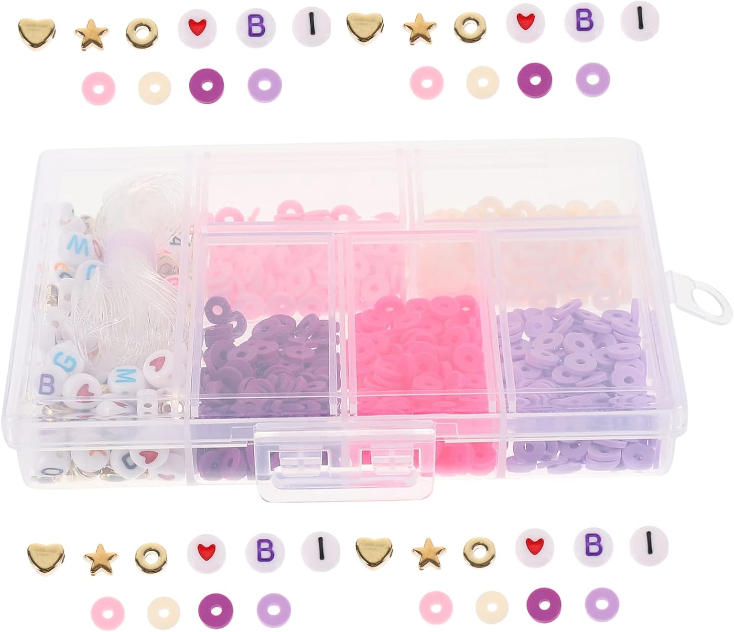 1 Box Soft Pottery Set Jewelry Beads Wreath Making Supplies Letter Beads Bracelet Kits Mini Accessories DIY Loose Beads Small Glass Beads Disc Necklace Polymer Clay (Pink 0.4X0.7X0.7CM)