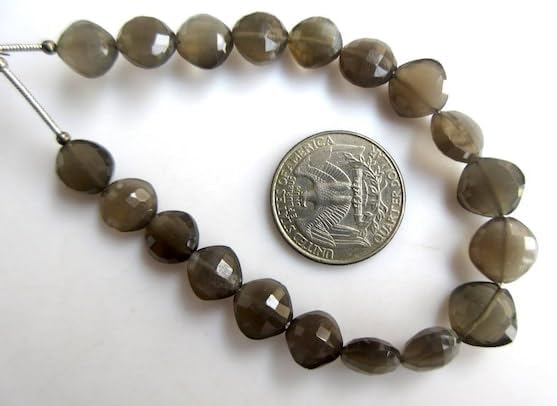 BEADS GEMSTONE Natural Grey Moonstone Cushion Shaped Kite Shaped Faceted Beads, 7mm To 10mm Beads, Grey Moonstone 7.5 Inch Long Strand. Code-HIGH-50256