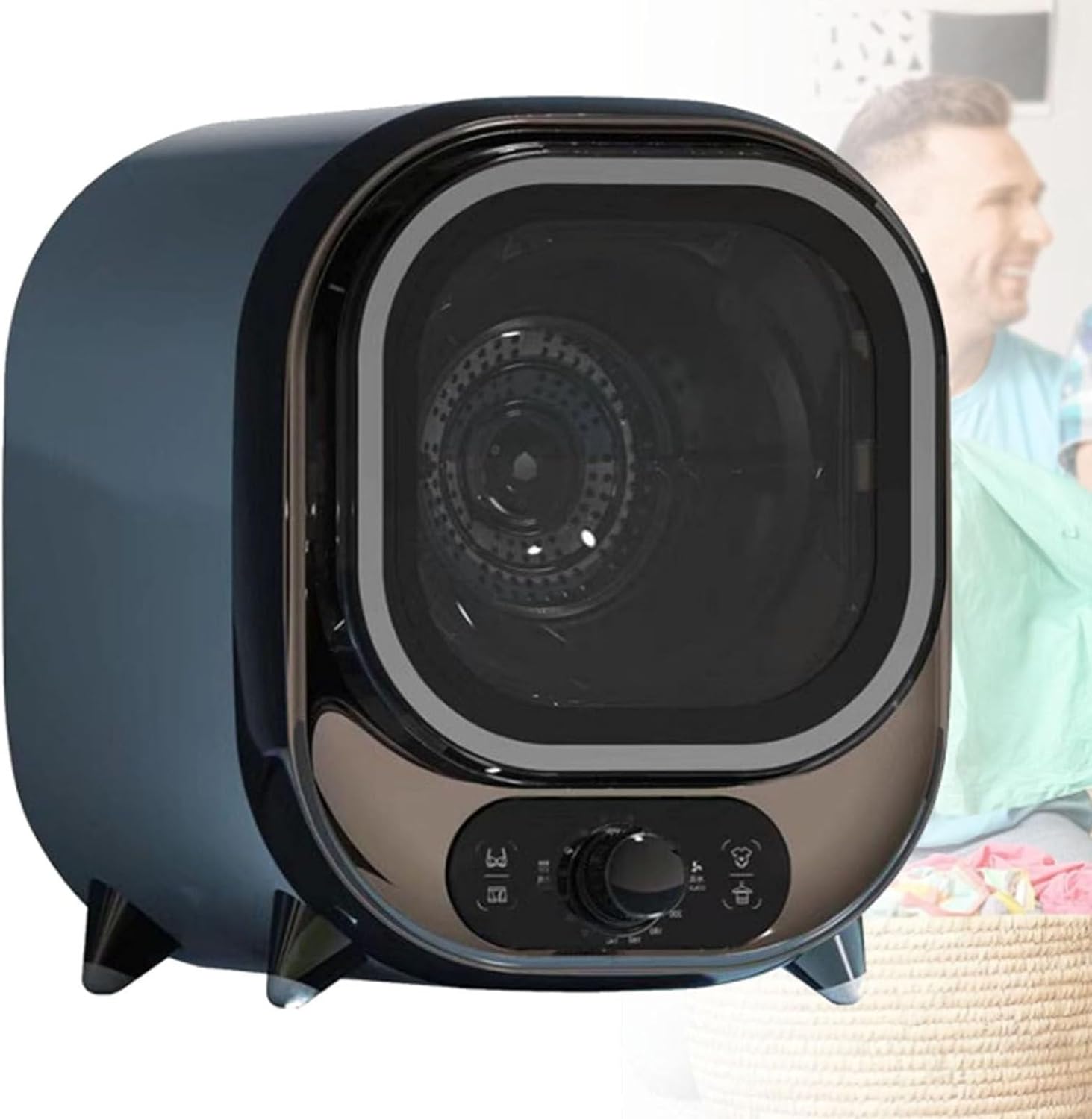 Condenser Tumble Dryer, 5kg Capacity Compact Portable Tumble Dryer, Small Condenser Dryer, Spin Dryer with 0.8kg Load Capacity, for Home, Apartments and Rvs Blue