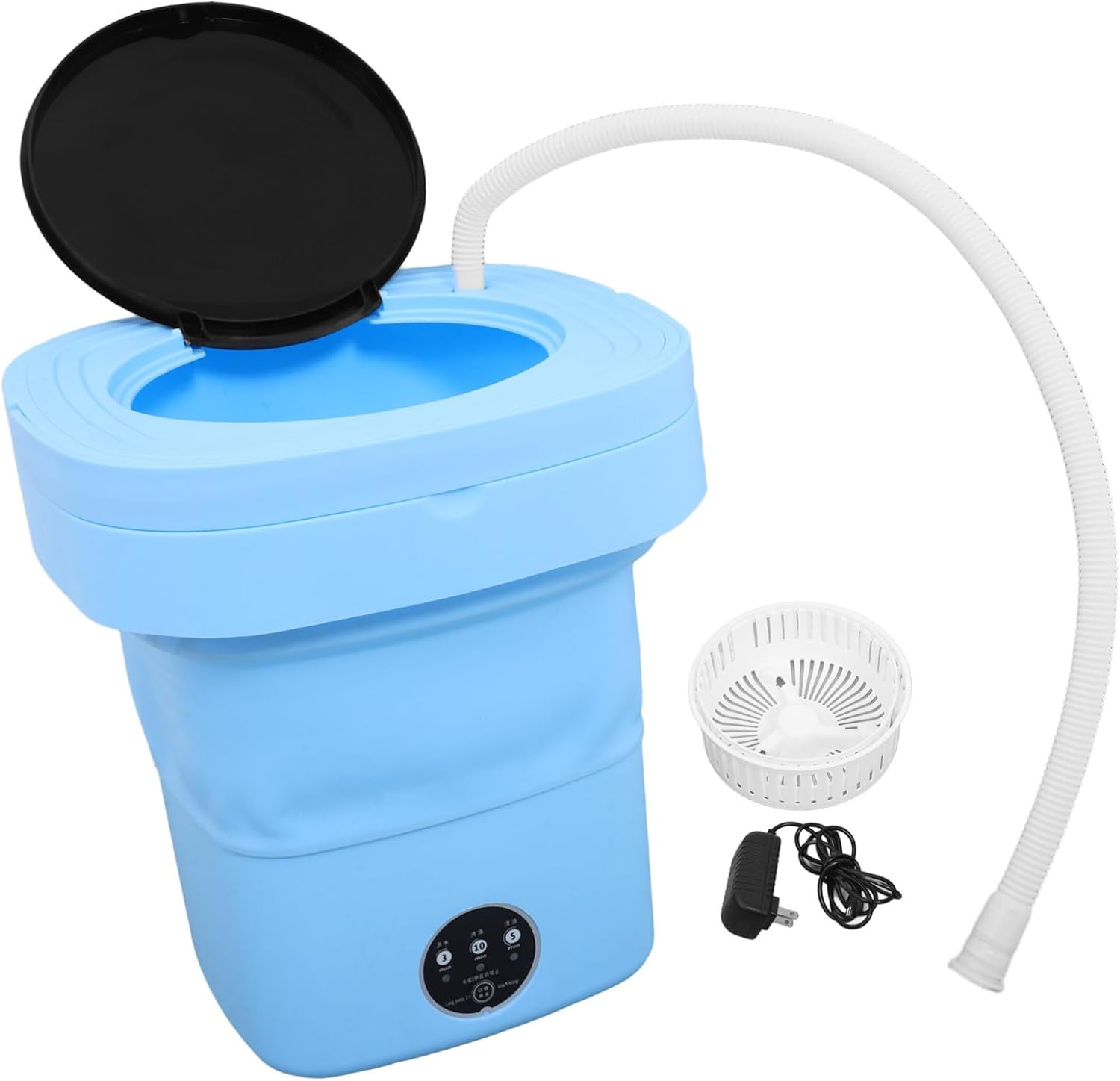 Portable Mini Washer Foldable Electrical Washing Machine with Drain Basket and Pipe for Home Dormitory Compact Clothes Cleaning Machine for Small Clothes Saving Water and