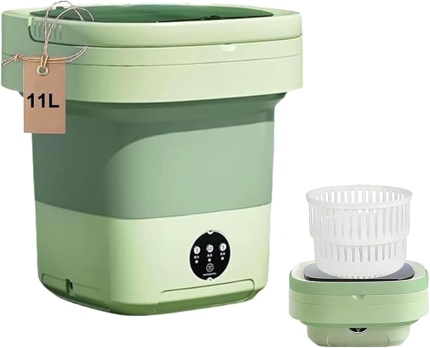 Portable Washer and Dryer 2-In-1, Mini Washing Machine with Spin Dryer Basket and 3 Wash Modes & 11L Capacity for Apartment, Dorm, Rv, Travel Compact for Small Loads & Easy Storage(Green)