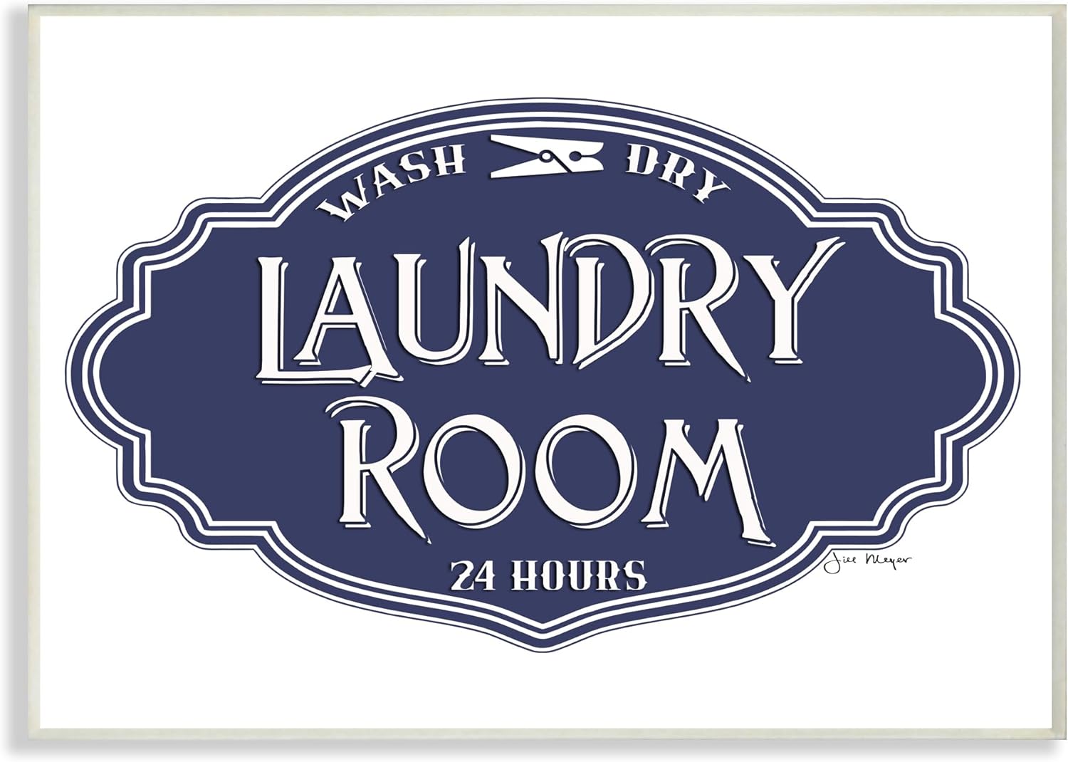 Stupell Industries Vintage Laundry Room Sign Minimal Blue White, Design by Jill Meyer Wall Plaque, 13 x 19