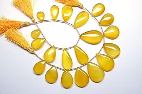 8 inch Strand of Natural Chalcedony 10x15-20x27mm pear Smooth briolette Beads for DIY Jewelry Making. |BRIO_01849