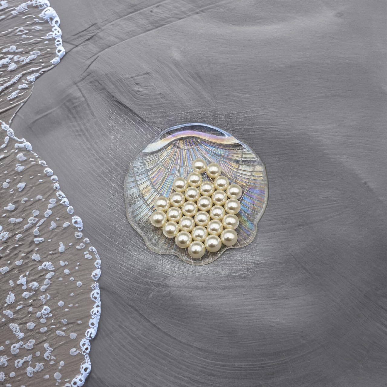 WGV Small Ivory Plastic Pearl Beads 36 Bags of 1 LB Loose Pearl, Approx 144 Pearls/Bag, No Holes, 0.7