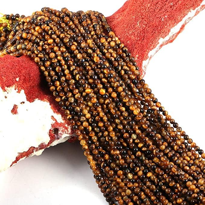 Hanumat Gems Lot of 5 Strands Natural Stone Beads Round Polished Tiger Eye Stone Beading Charms for Jewelry Making Bracelet Necklace 2mm Beads