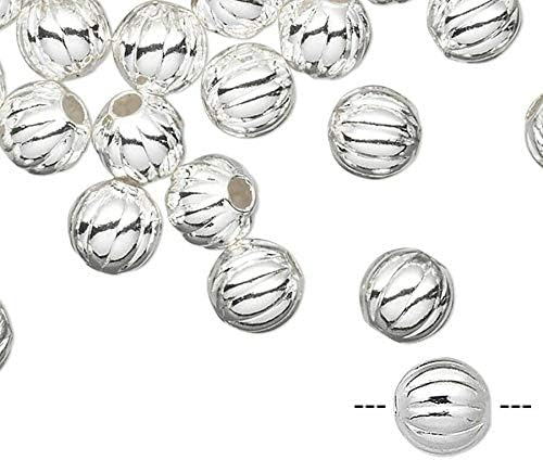 1000 Silver Plated Brass 5mm Corrugated Round Beads with 1.2mm Hole