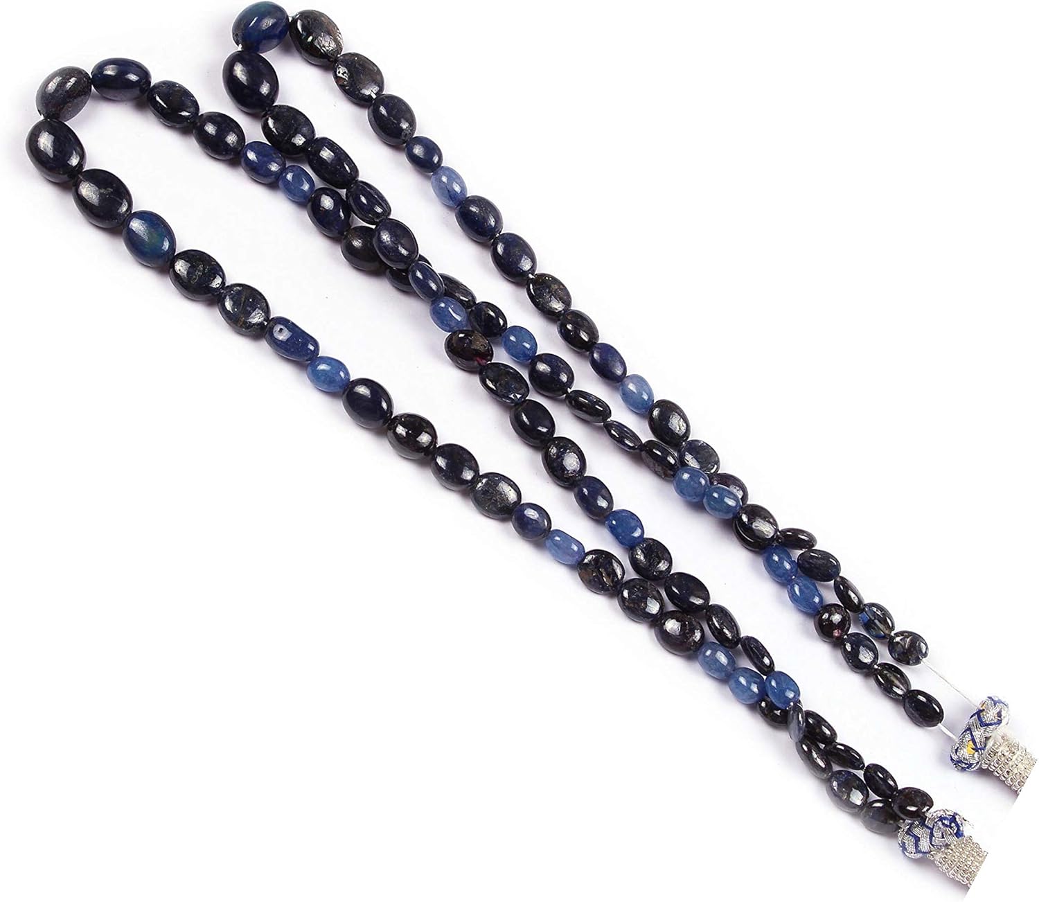 Natural Gemstone Blue Sapphire Plain Oval Shape Beads Necklace for Women | 14 inch Gemstone Necklace|Loose Beads for Jewelry Making | Healing Beads Necklace