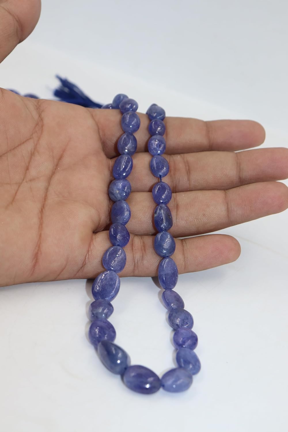 Natural AAA Tanzanite Smooth Oval Beaded Strand, Genuine Blue Gemstone, 7x9-8x10mm