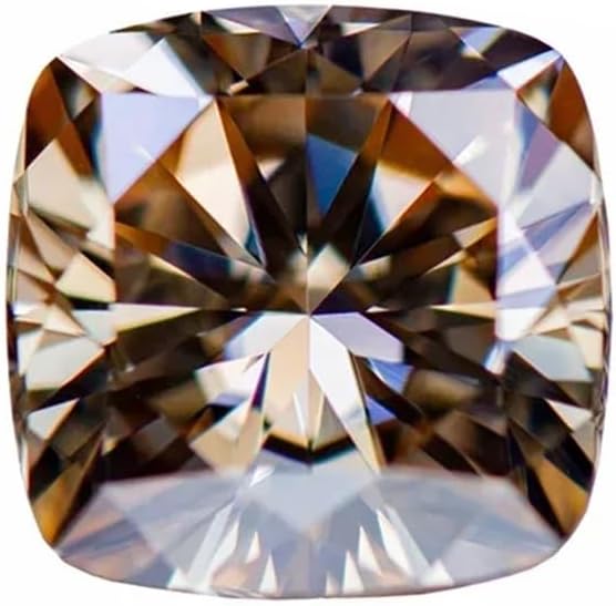 Moissanite Stone Square Cushion Shape Champagne Color Charms Beads Vvs1 For Jewelry Making With GRA