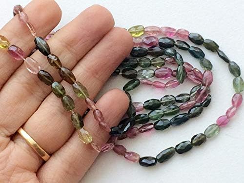 13 inch natural beads strand of 4X6mm faceted oval multi tourmaline gemstone Beads for DIY jewelry - necklace, bracelet, earring, ring.