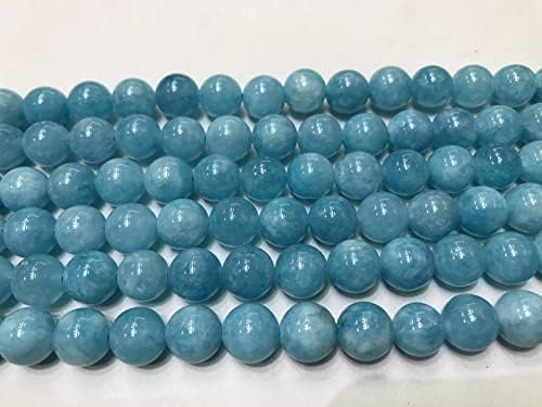 Natural AQUAMARINE ROUND smooth Beads 10mm 16 inch long string jewelry making gemstone beads for necklace bracelet