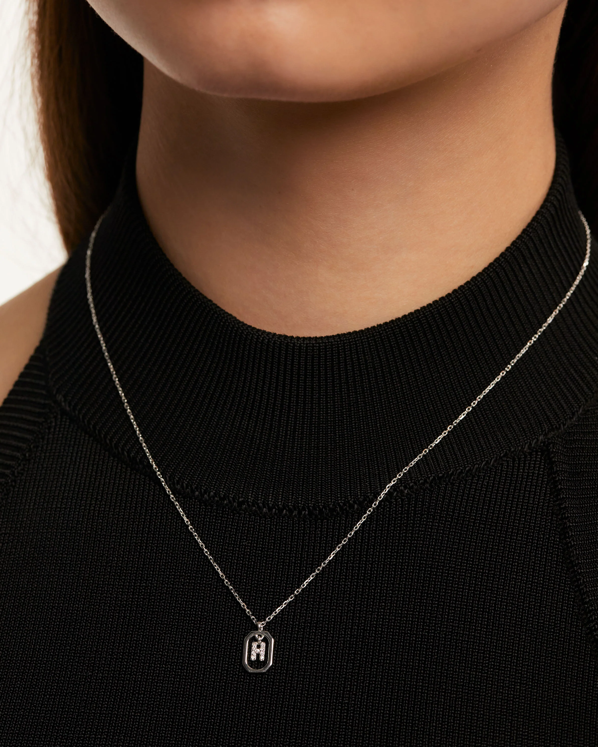 Mini Letter H Silver Necklace