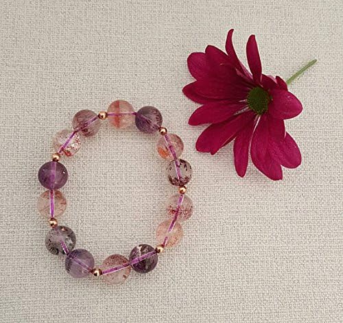 12 mm natural super seven crystal and gold filled beads bracelet, super seven mineral gemstone bracelet