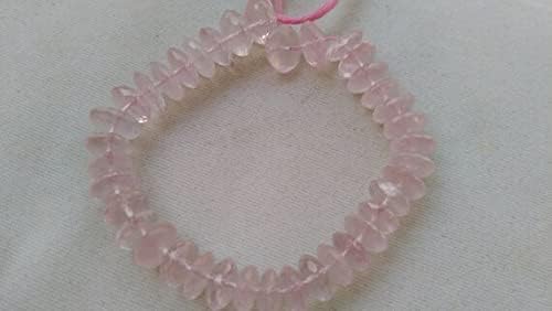 Natural Rose Quartz Beads Rondelle German Cut Faceted 10mm to 11 mm- 1string 7