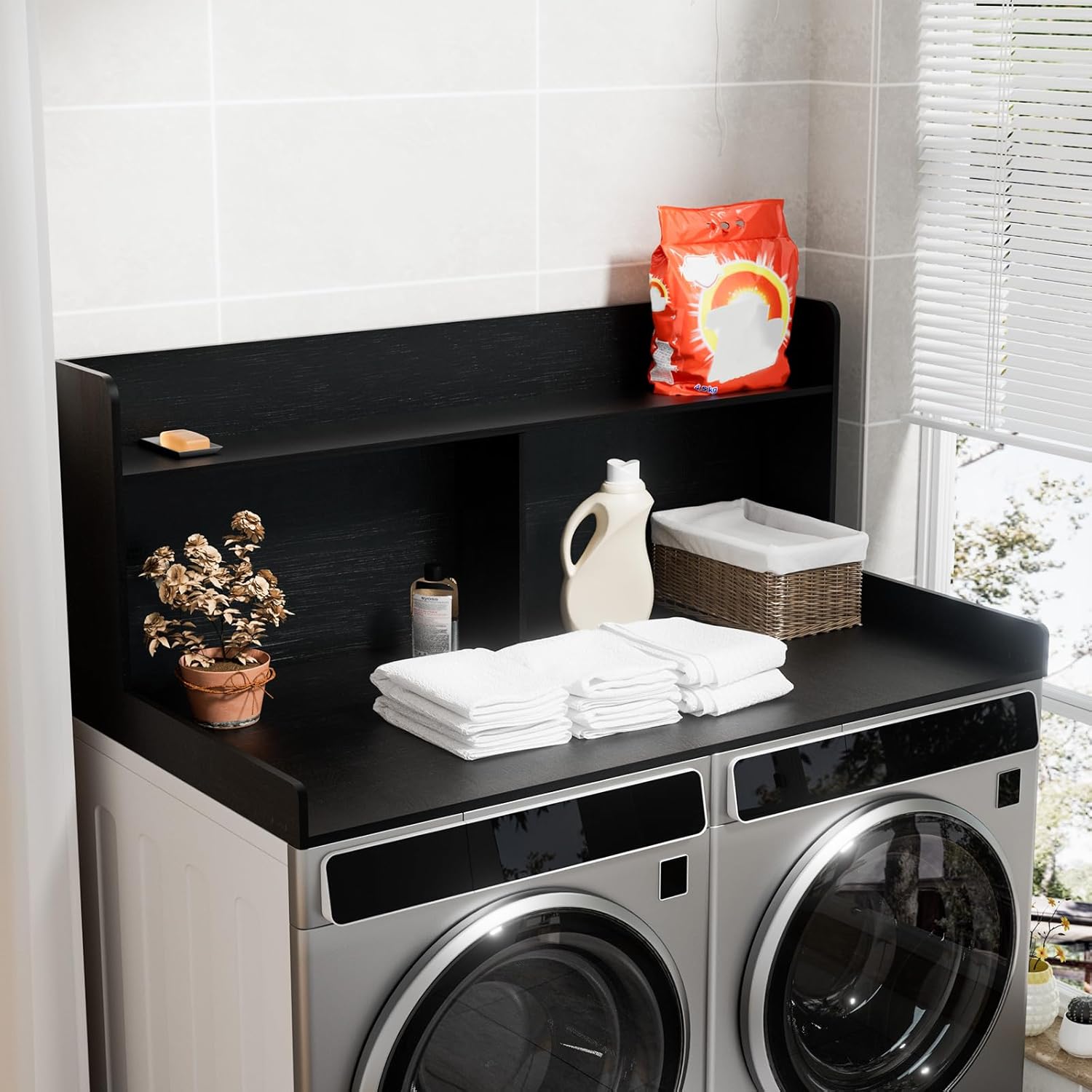 2-Tier Washer Dryer Countertop, Washer and Dryer Countertop with Shelf 54