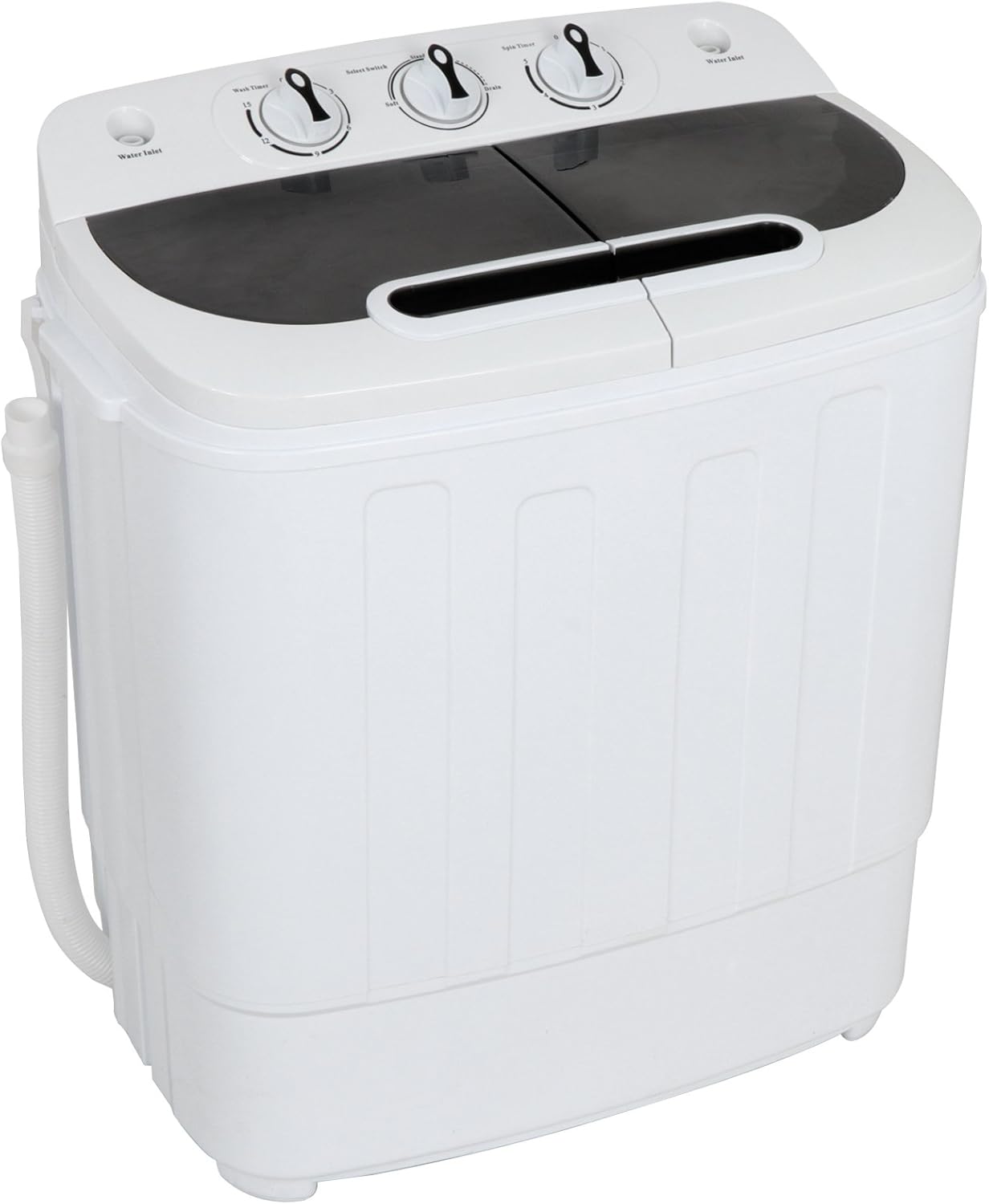 Portable Washing Machine Twin Tub, 13lbs Total Capacity Compact Mini Washer and Spin Dryer with Timer Control, Built-in Drain Pump and Inlet Hose, Perfect for Apartment, Dorm, RV, Camping