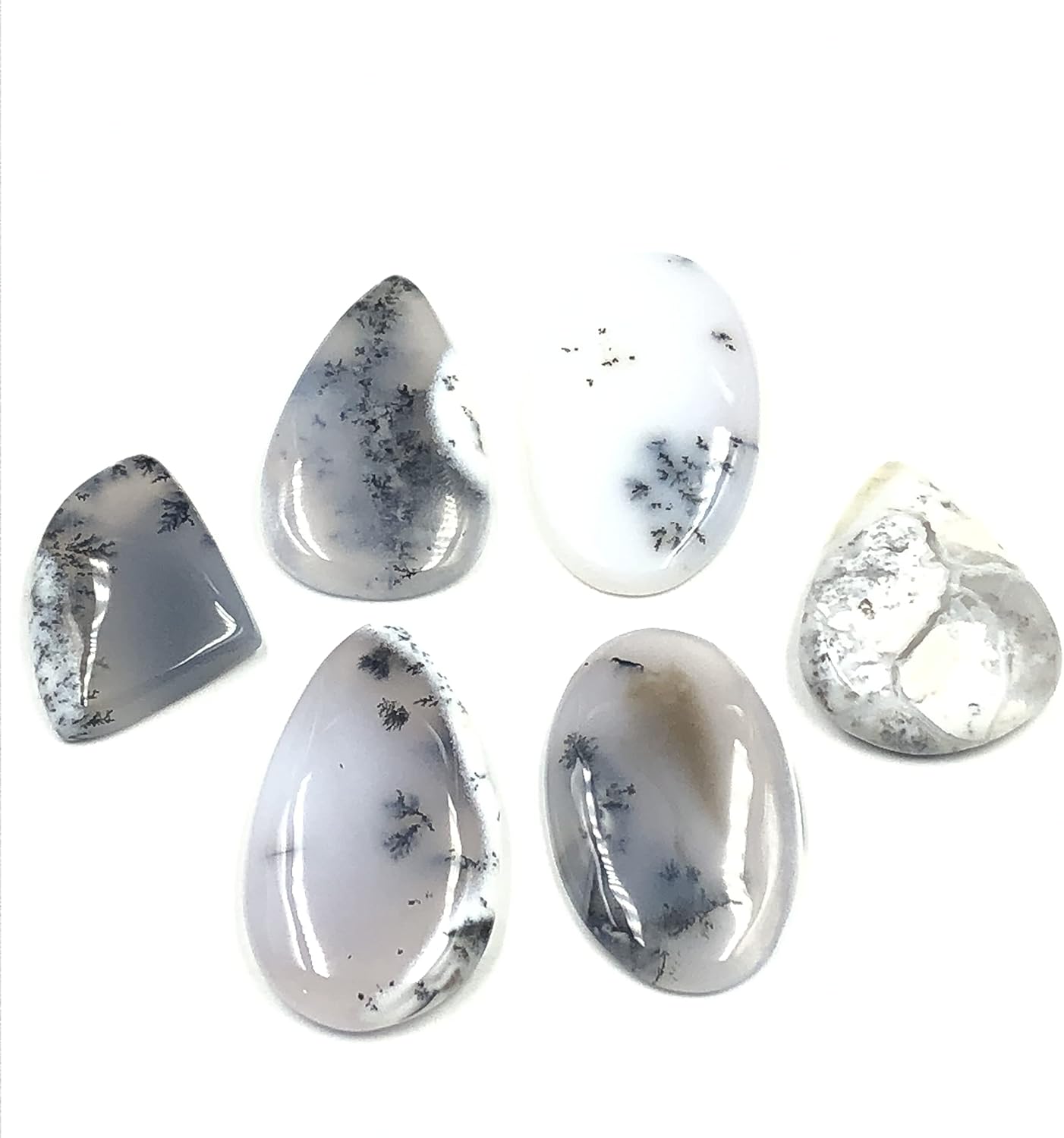 Natural DENDRITIC OPAL Gemstone Loose Cabochon Lot For Jewelry Making, Loose Gemstone For Ring, Earring & Pendant Necklace, Jewelry Making Cabochons, Healing Gemstones