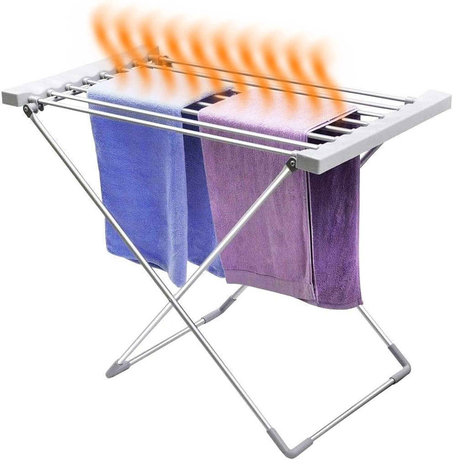 Electric Clothes Dryer, Heated Heated Clothes Dryer with 8 Heated Bars Winged Folding Energy-Efficient Indoor Airer Wet Laundry Drying Horse Rack