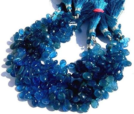 13 inch natural beads strand of 7x5-8x6mm smooth pear apatite gemstone briolletes beads for DIY jewelry - necklace, bracelet, earring, ring.