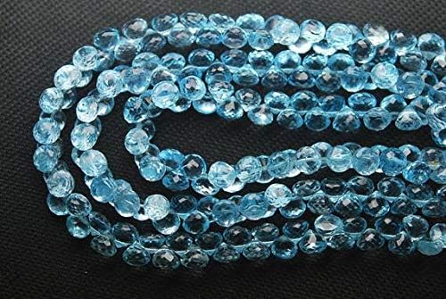 10 Pcs of Extremely Beautiful,Super Rare Item,Sky Blue Topaz Micro Faceted Onion Shaped Briolettes,7-8mm Code-HIGH-53795