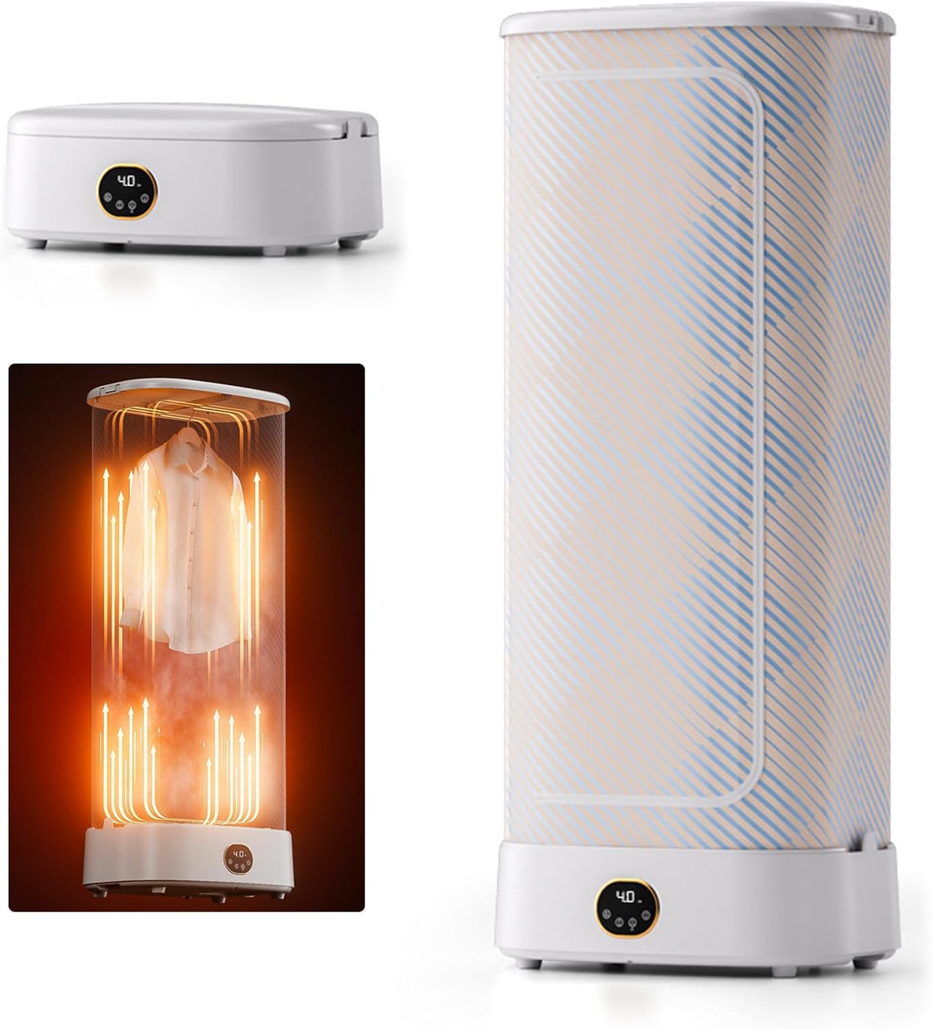 Clothes Dryer, Portable Drying Machine with 4H Timer and Steam Ironing Function, Foldable Clothes Dryer for Light Clothes, Underwear, Towel, Including Remote Control