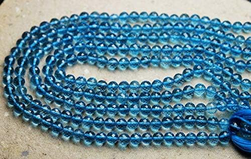 10 Inch Strand,Natural Swiss Blue Topaz Micro Faceted Round Balls,5mm Code-HIGH-62987