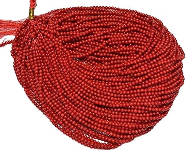 Red Coral Smooth Beads, Natural Gemstone Smooth Round Beads, 3mm Beads, 16.5 Inches lot of 10 Strands CHIK-STRD-95874