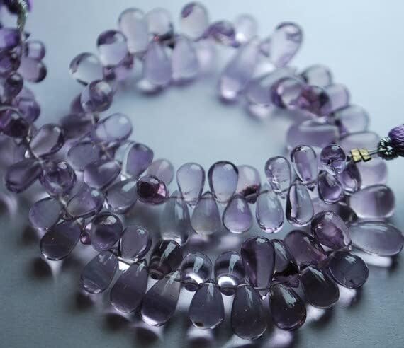 8 inch Strand of Natural Amethyst 12-16mm pear Smooth briolette Beads for DIY Jewelry Making. |BRIO_00249
