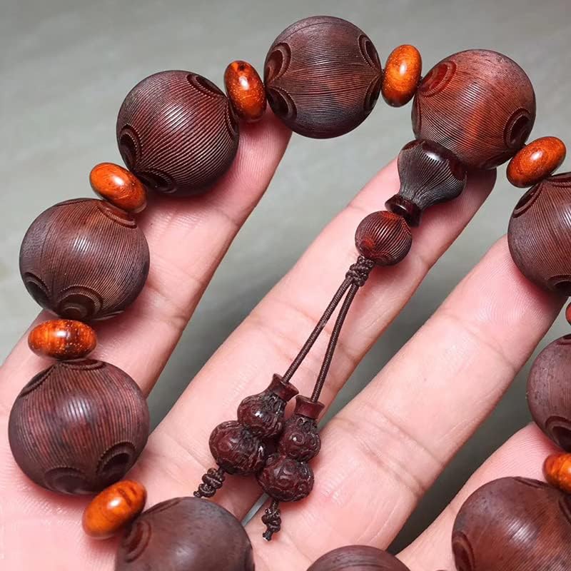 小叶紫檀1.8 * 10颗高油密 雕刻梅花珠佛珠手串念珠 搭配算盘珠隔片(小叶紫檀雕刻梅花珠)